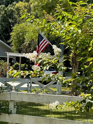 a view of a backyard with stairs
