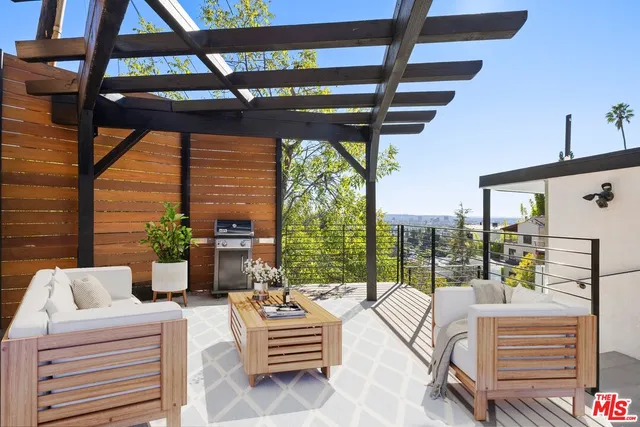 a view of porch with seating space