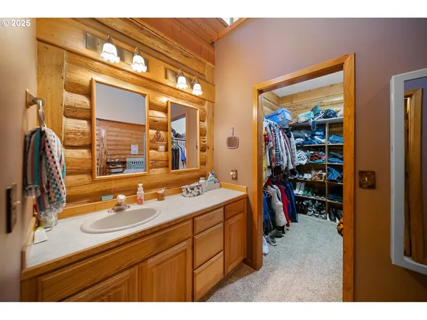 a bathroom with a sink double vanity