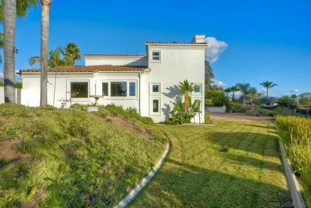 a view of a yard with large trees