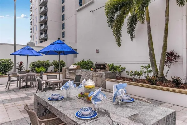 a outdoor space with furniture