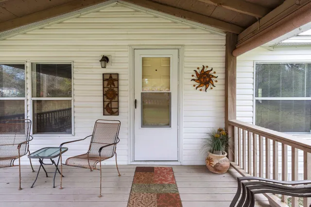 a view of a wooden deck