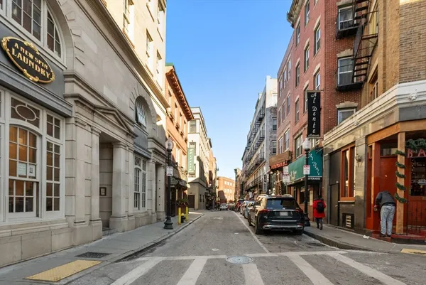 a view of a street with buildings