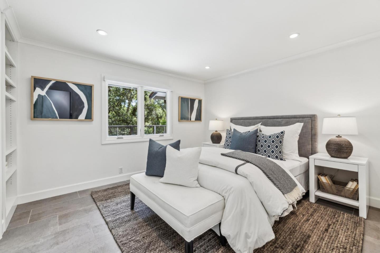 30 Cheyenne Point Portola Valley, CA 94028 - Photo 19 of 38 a bedroom with a bed and painting on the wall