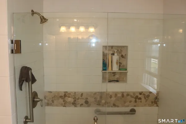 a bathroom with a shower