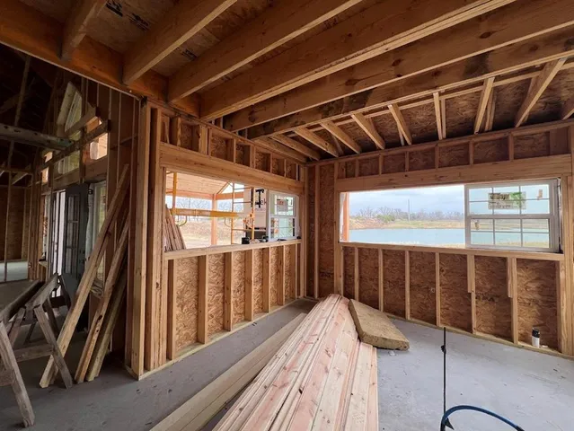 a living room with a large window
