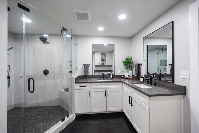 a view of a lake in middle of the town