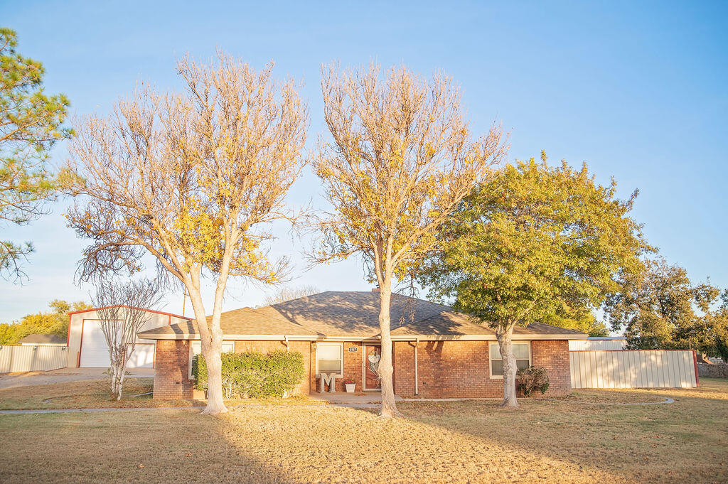 a view of road with large trees