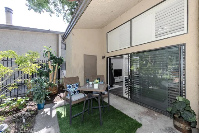 a outdoor view with a seating space