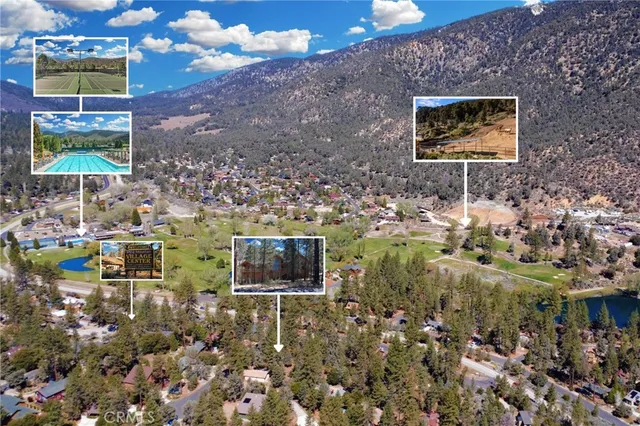a view of a brick wall with a building in the background