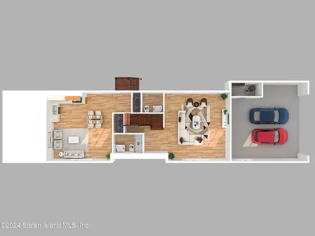 a view of a living room with furniture