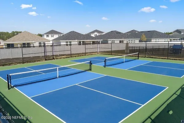 a view of an outdoor space with a swimming pool