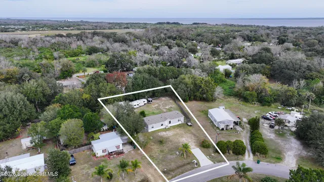 an aerial view of a house