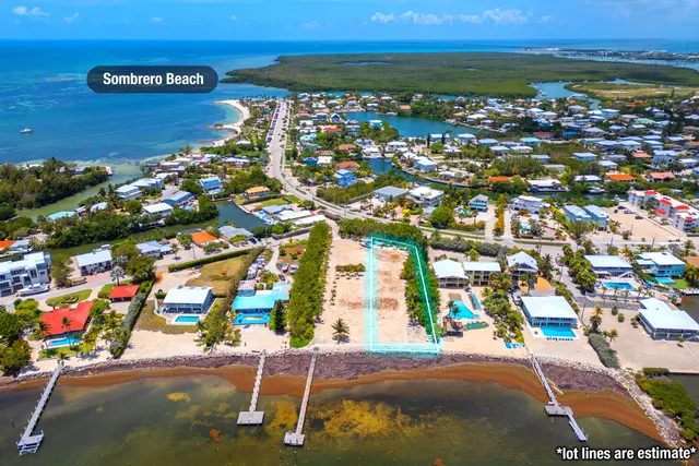 a view of a yard with an ocean view