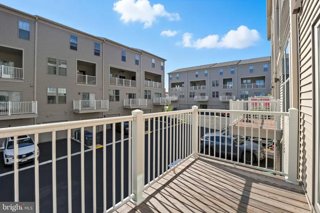 a view of a building from a balcony