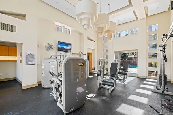 a view of a room with gym equipment