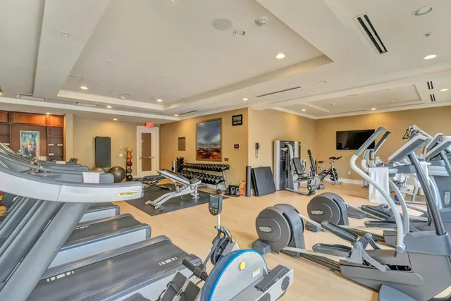 a view of a room with gym equipment