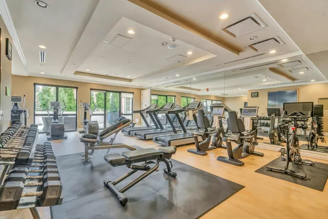 a view of a room with gym equipment