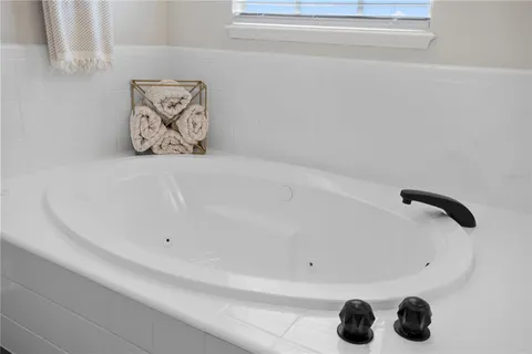 a bathroom with a bathtub