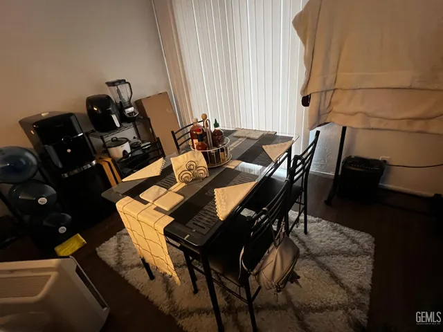 a table and chairs in a room
