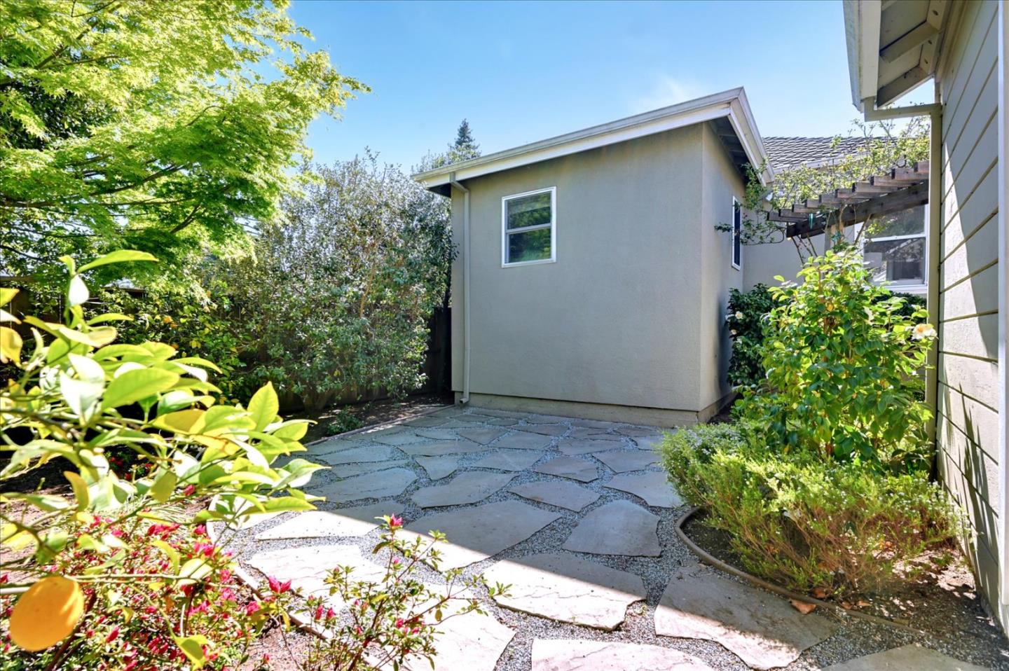22 Engle Road San Mateo, CA 94402 - Photo 39 of 42 a backyard of a house with a lot of flower plants