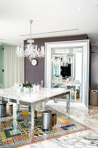 a view of a very nice looking room with a large window