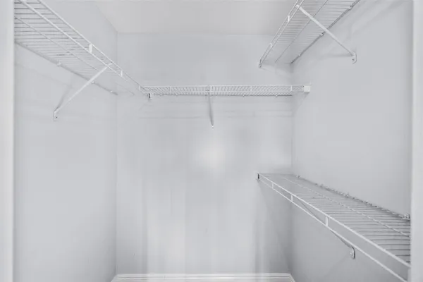 a view of small space with racks on the wall