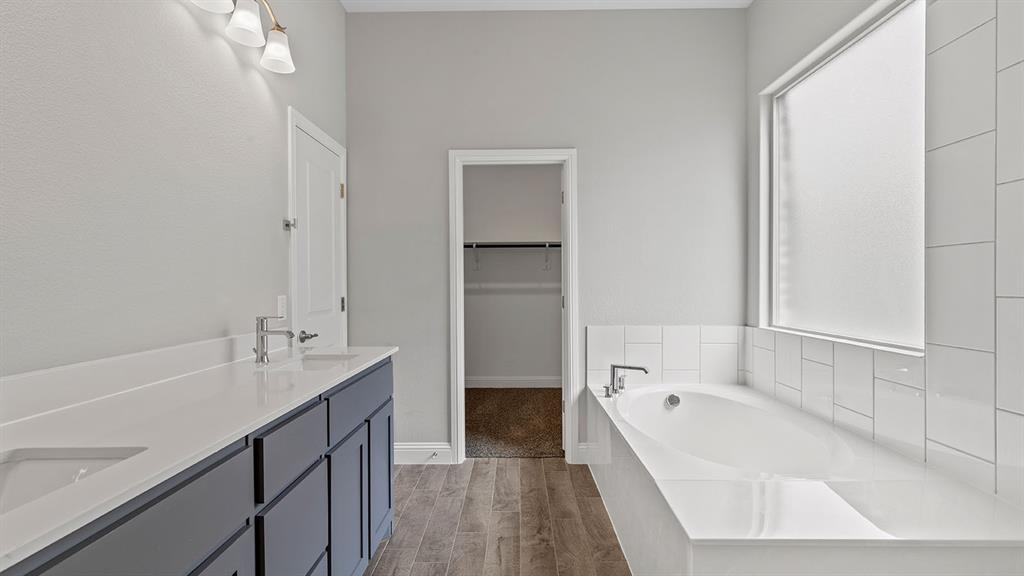729 Soaring Hawk Drive Aledo, TX 76008 - Photo 14 of 38 a bathroom with a tub sink and mirror