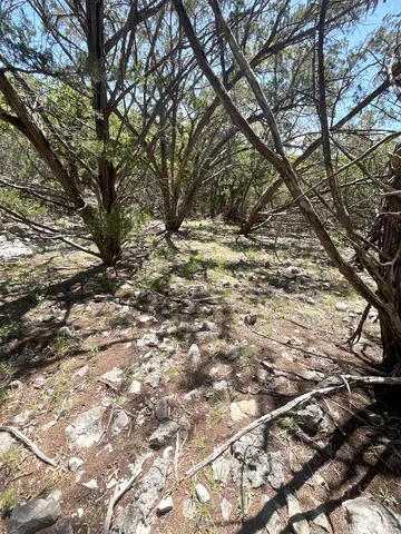 a view of a large body of water with a building in the background