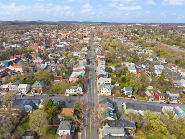 an aerial view of a city with lots of residential buildings