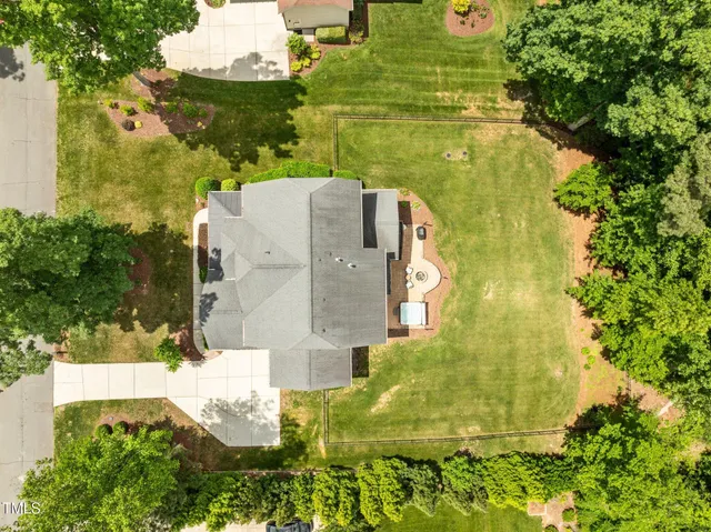 an aerial view of a house