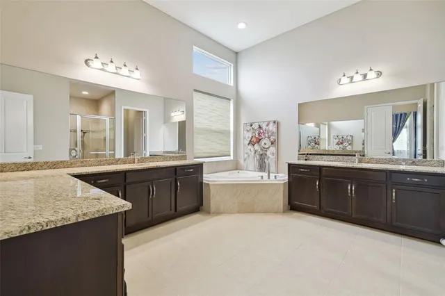 a view of a garden with a bench