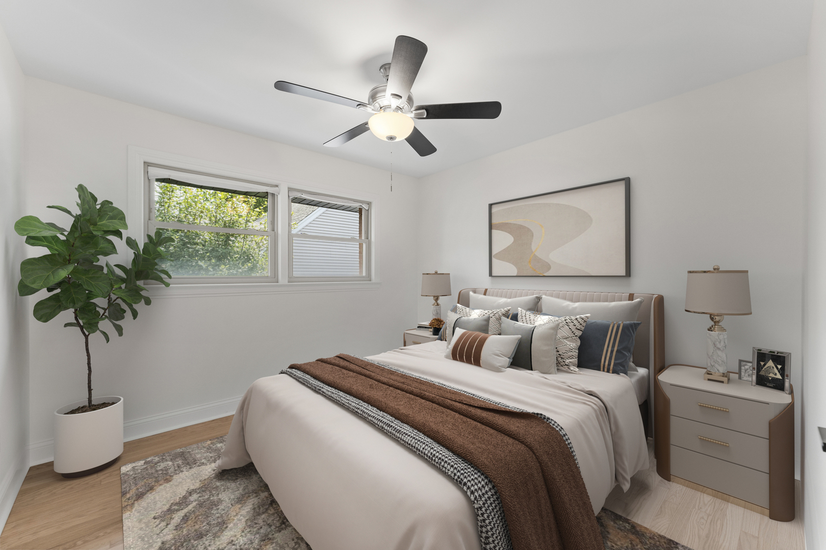 208 47th Street Western Springs, IL 60558 - Photo 23 of 53 a bedroom with bed and a potted plant