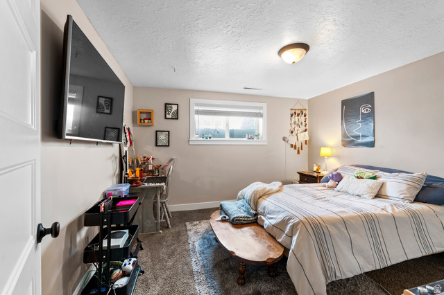141 North 600 East Mapleton, UT 84664 - Photo 21 of 44 Bedroom with a textured ceiling and dark carpet