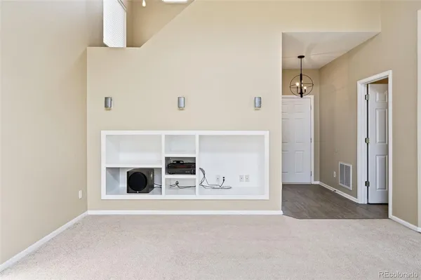 a view of livingroom and fireplace