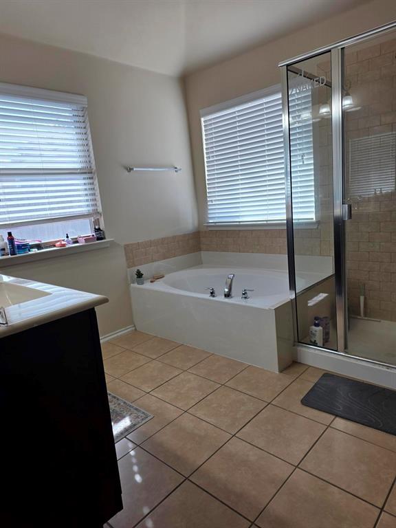 213 Independence Trail Forney, TX 75126 - Photo 7 of 17 Primary bathroom with shower, tub, double sinks and walk in closet