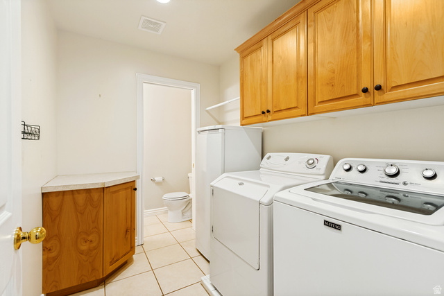 298 North Canyon Road Bountiful, UT 84010 - Photo 22 of 57 Utility room featuring light wood-finish cabinetry, a corner countertop, and neutral tile flooring