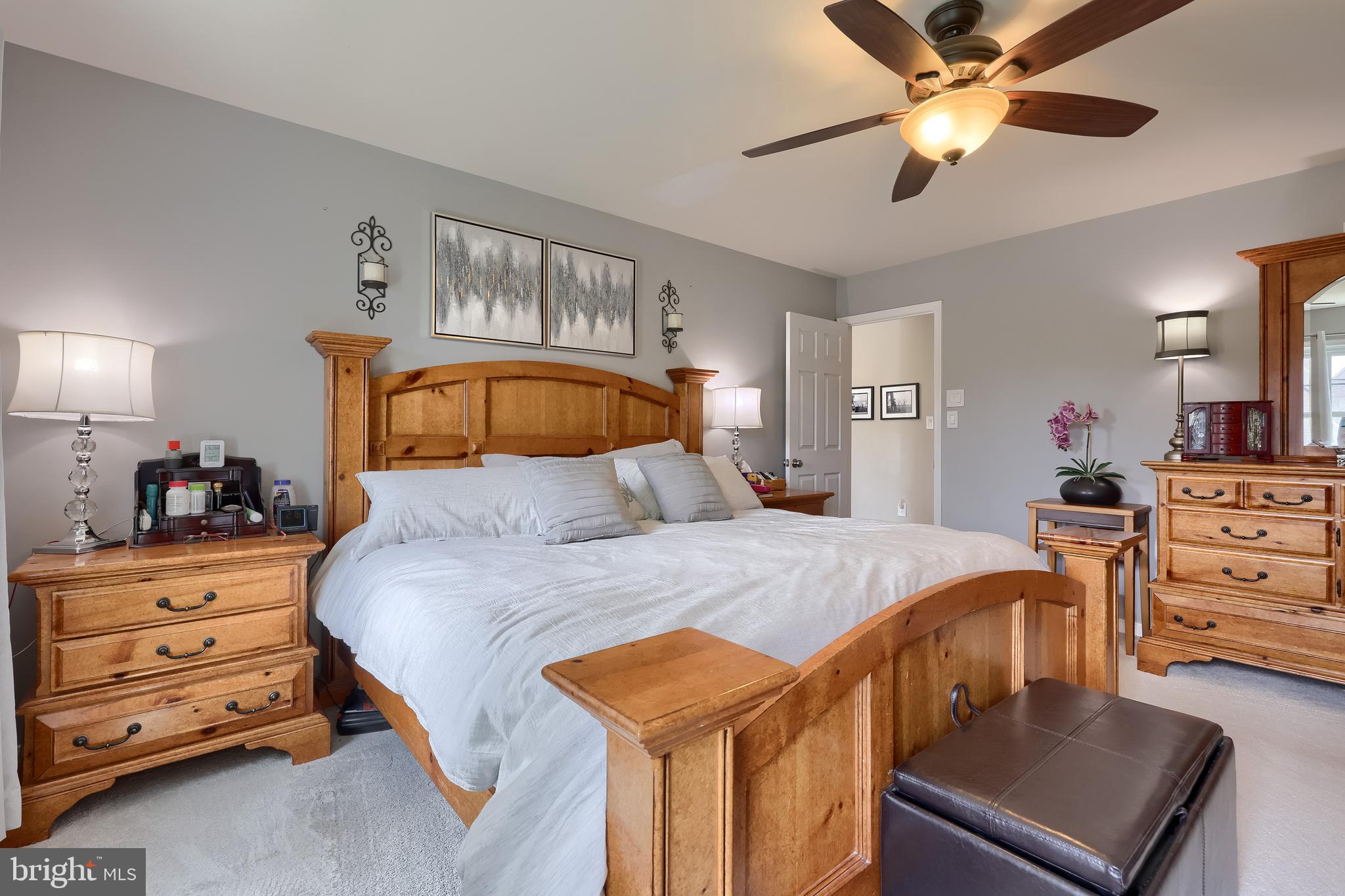 315 Royal Hunt Way Lititz, PA 17543 - Photo 34 of 67 a bedroom with a bed a dresser and a chandelier