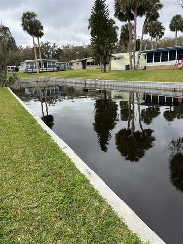 a view of a lake with a building