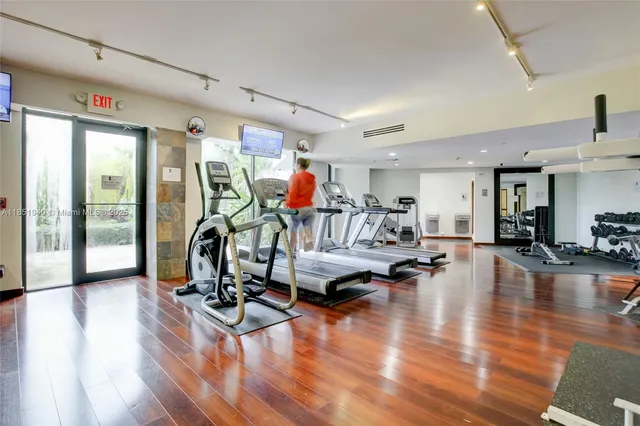 a view of a room with gym equipment
