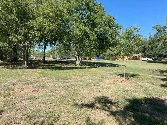 a view of a field with trees