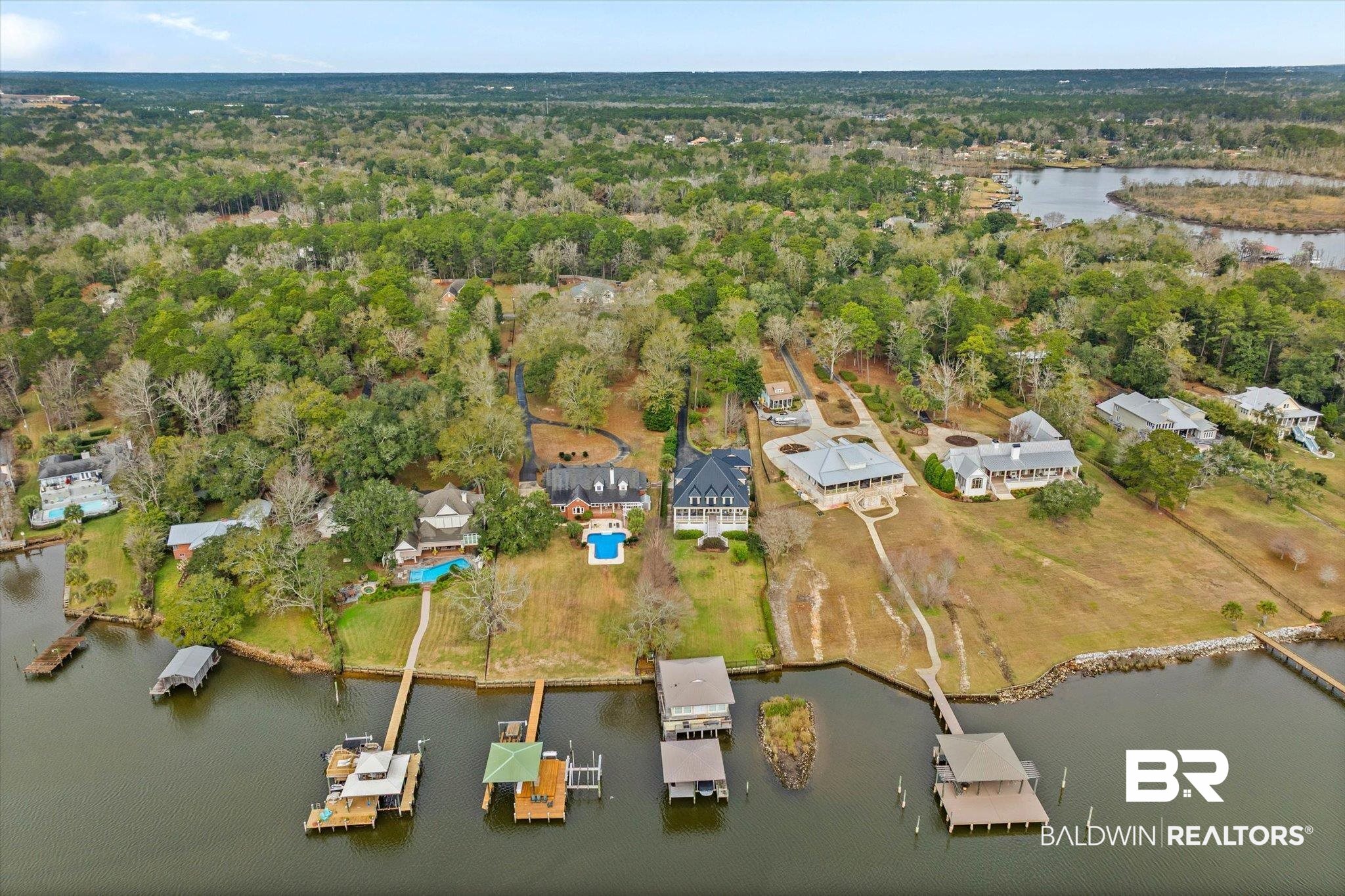 4851 Audubon Drive Mobile, AL 36619 - Photo 35 of 46 Aerial view of property's location with a nearby body of water