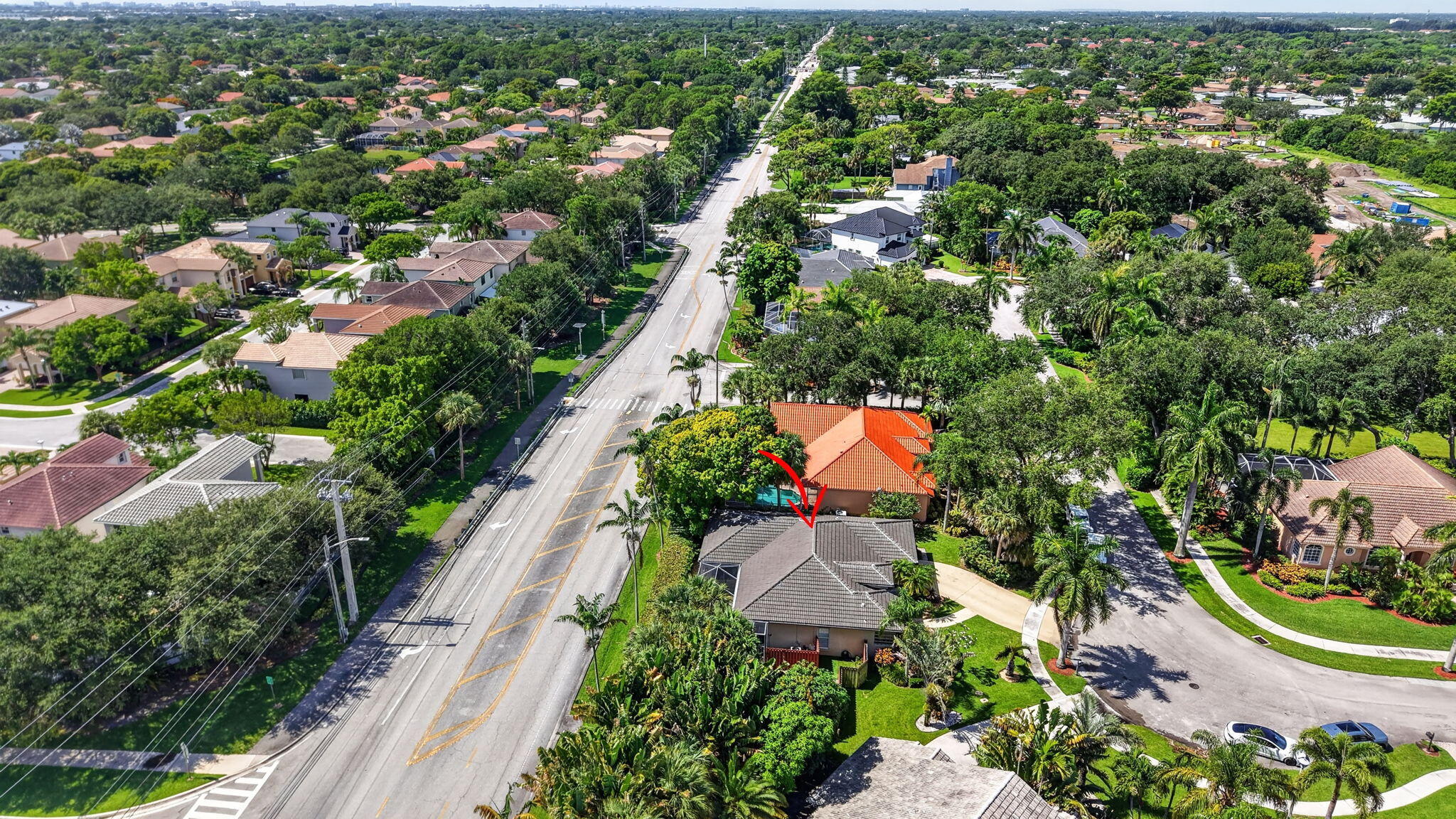 1365 East Barwick Ranch Circle Delray Beach, FL 33445 - Photo 73 of 77 an aerial view of residential house with outdoor space and swimming pool