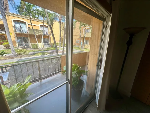 a view of a glass door