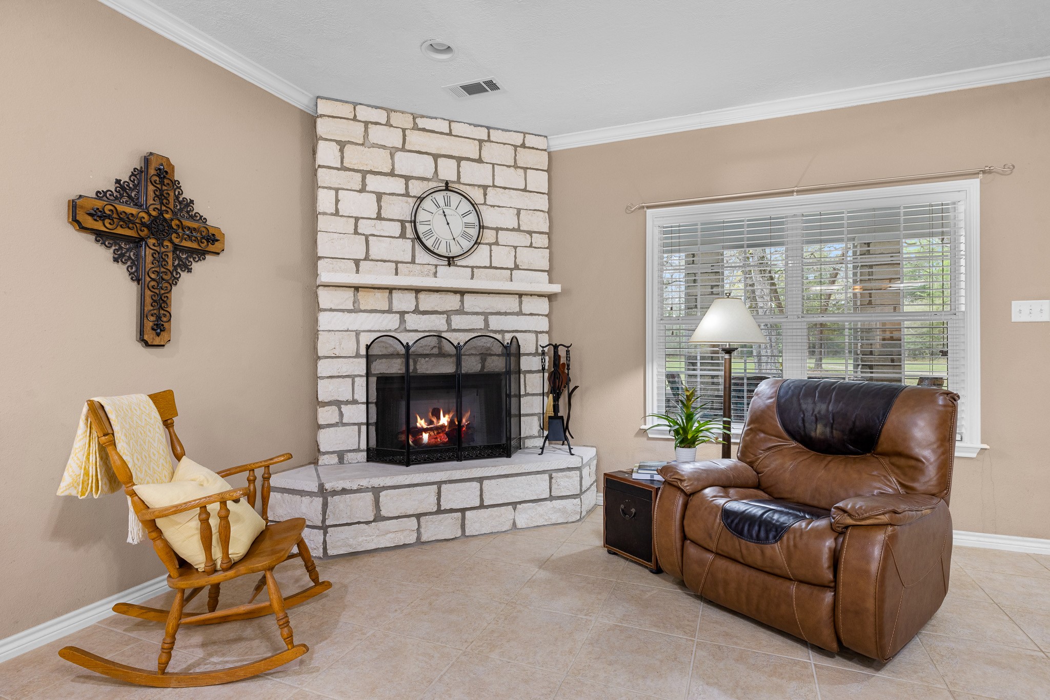 4196 Winding Road Hearne, TX 77859 - Photo 6 of 33 a living room with furniture and a fireplace
