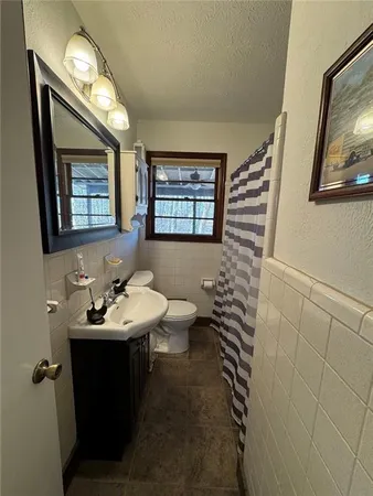 a bathroom with a toilet a sink and mirror
