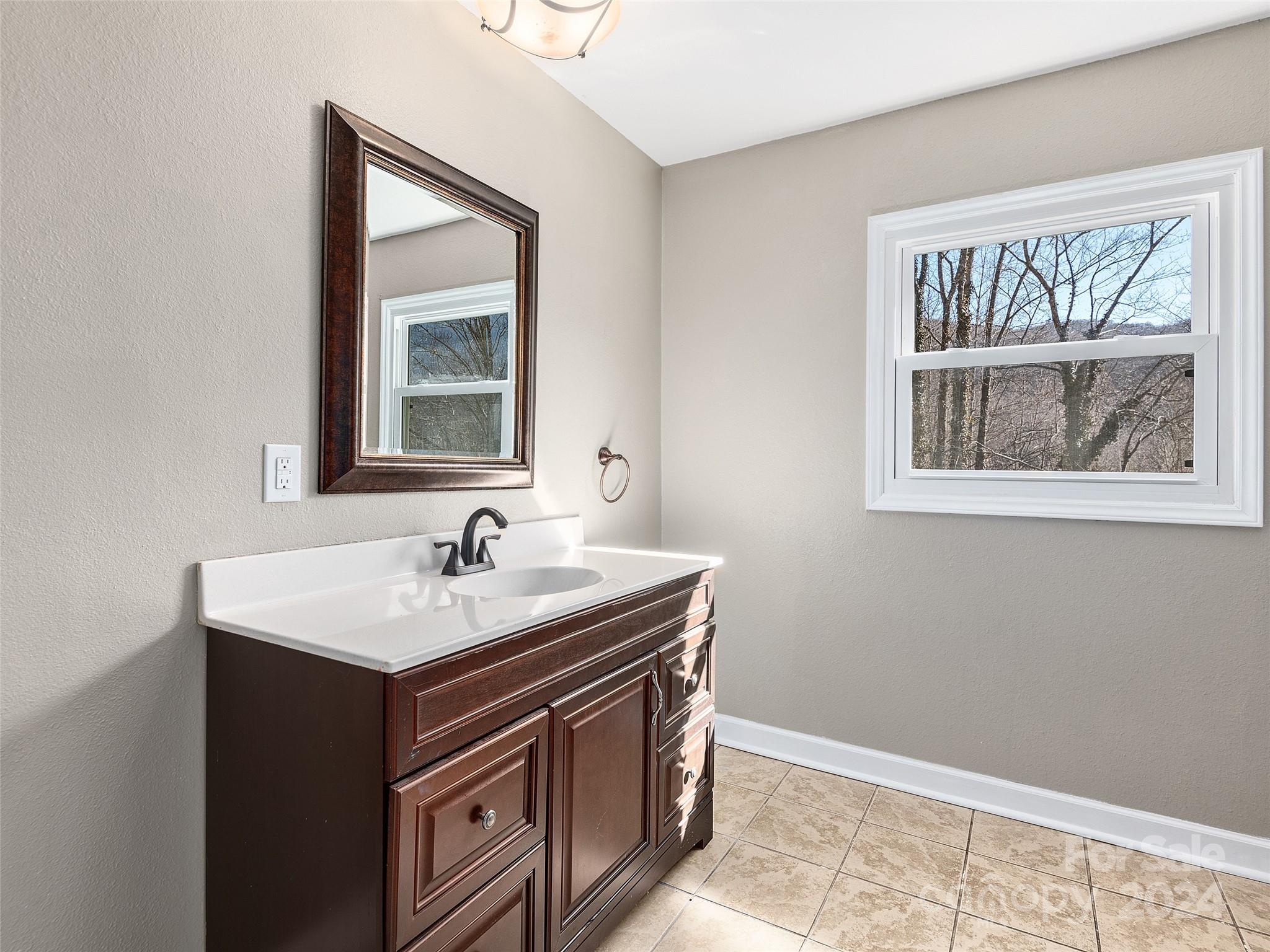 251 Jade Drive Clyde, NC 28721 - Photo 16 of 40 a bathroom with a sink and a mirror