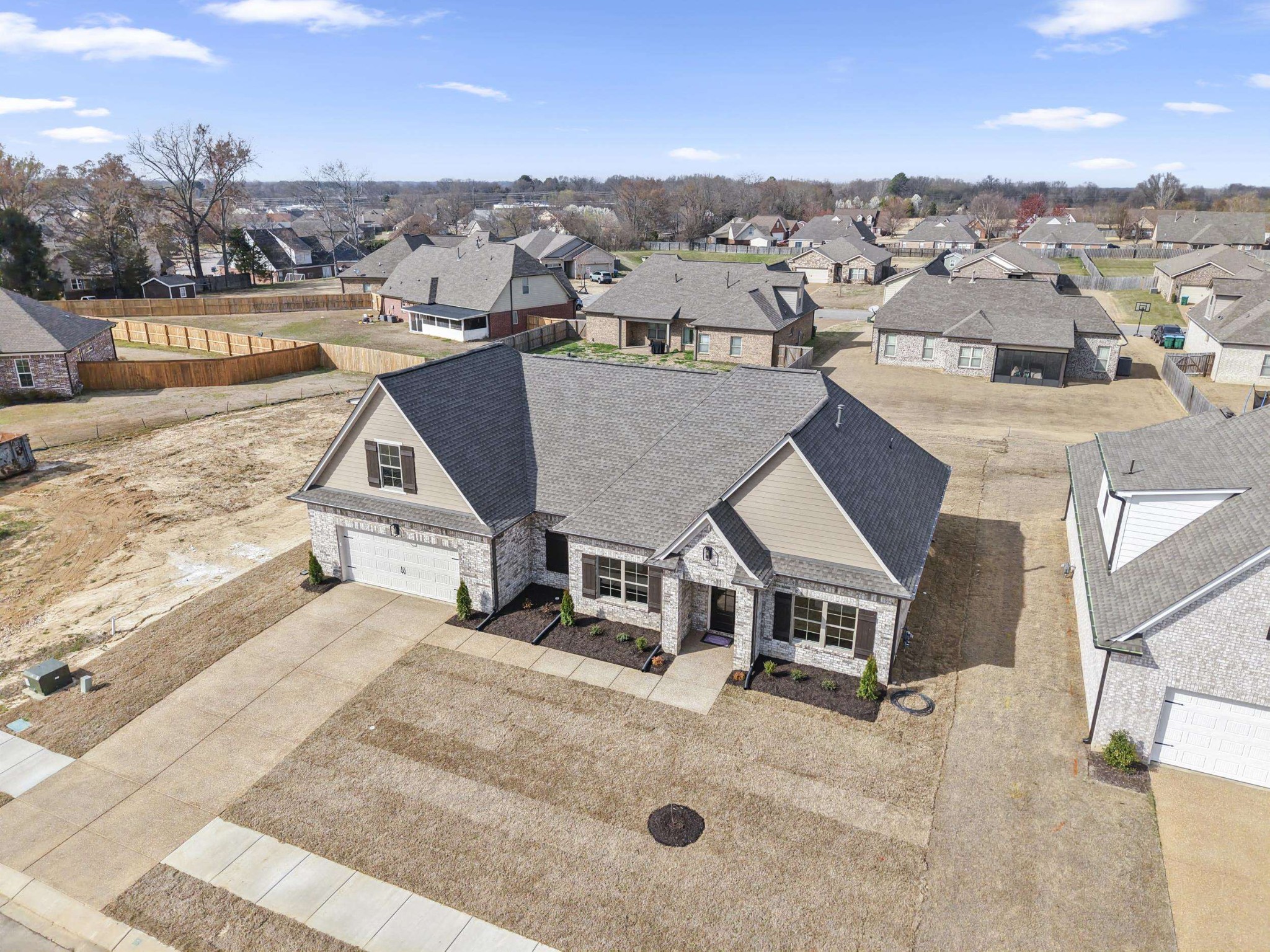 180 Oakland Rdg Cove Oakland, TN 38060 - Photo 3 of 27 an aerial view of a house with a yard lake view and mountain view