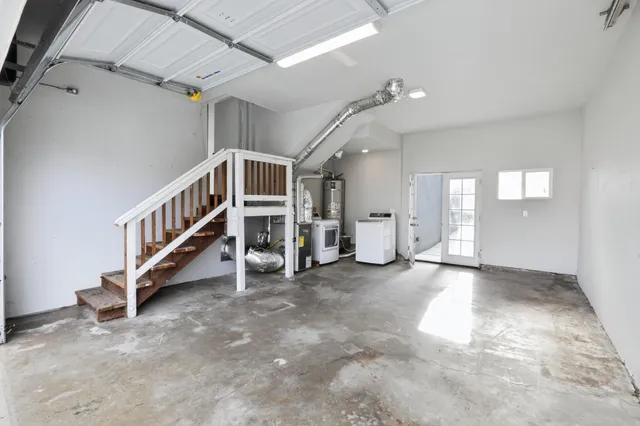 a picture of a bench in a white building