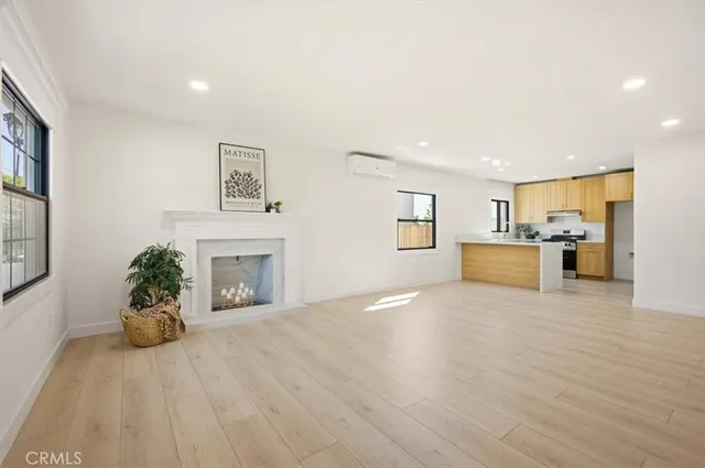 a view of a livingroom with a fireplace